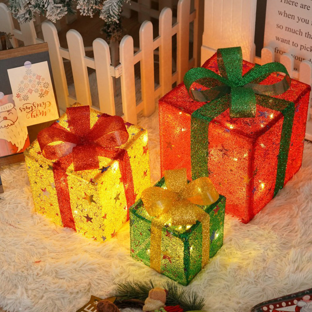 FESTILUME - Set of 3 Pcs Christmas Lighting Boxes