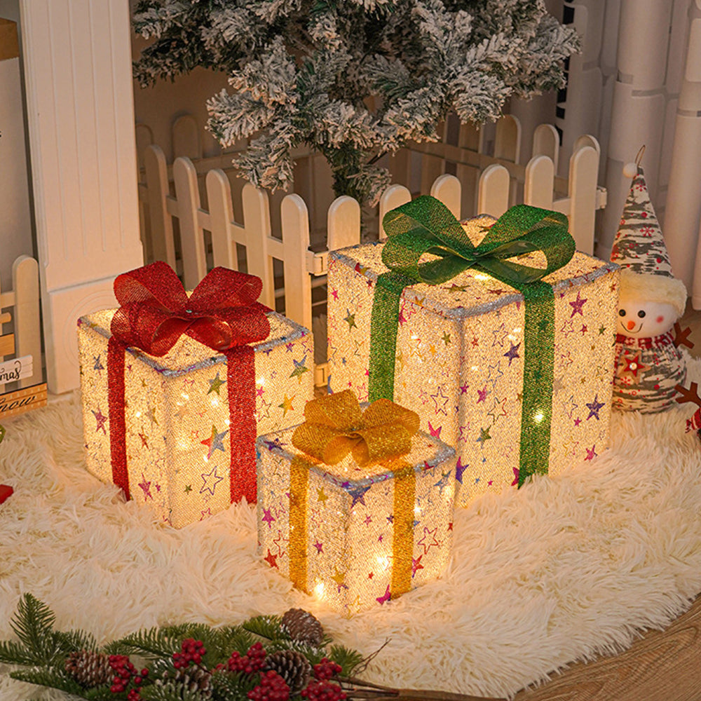 FESTILUME - Set of 3 Pcs Christmas Lighting Boxes