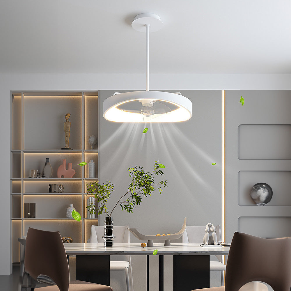 LUMIFAN - Modern White Iron Ceiling Fan Light