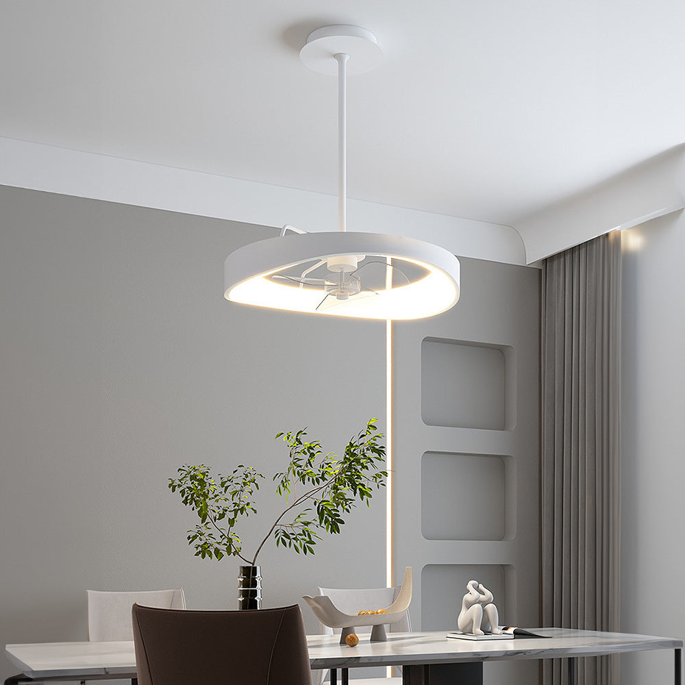 LUMIFAN - Modern White Iron Ceiling Fan Light