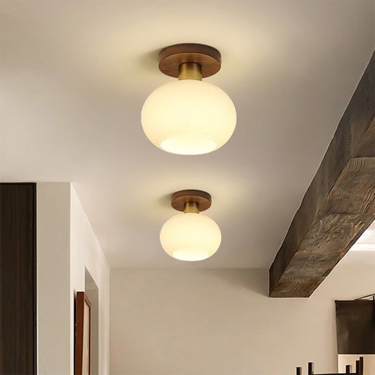NORVAY - Contemporary Wood and Glass Ceiling Light
