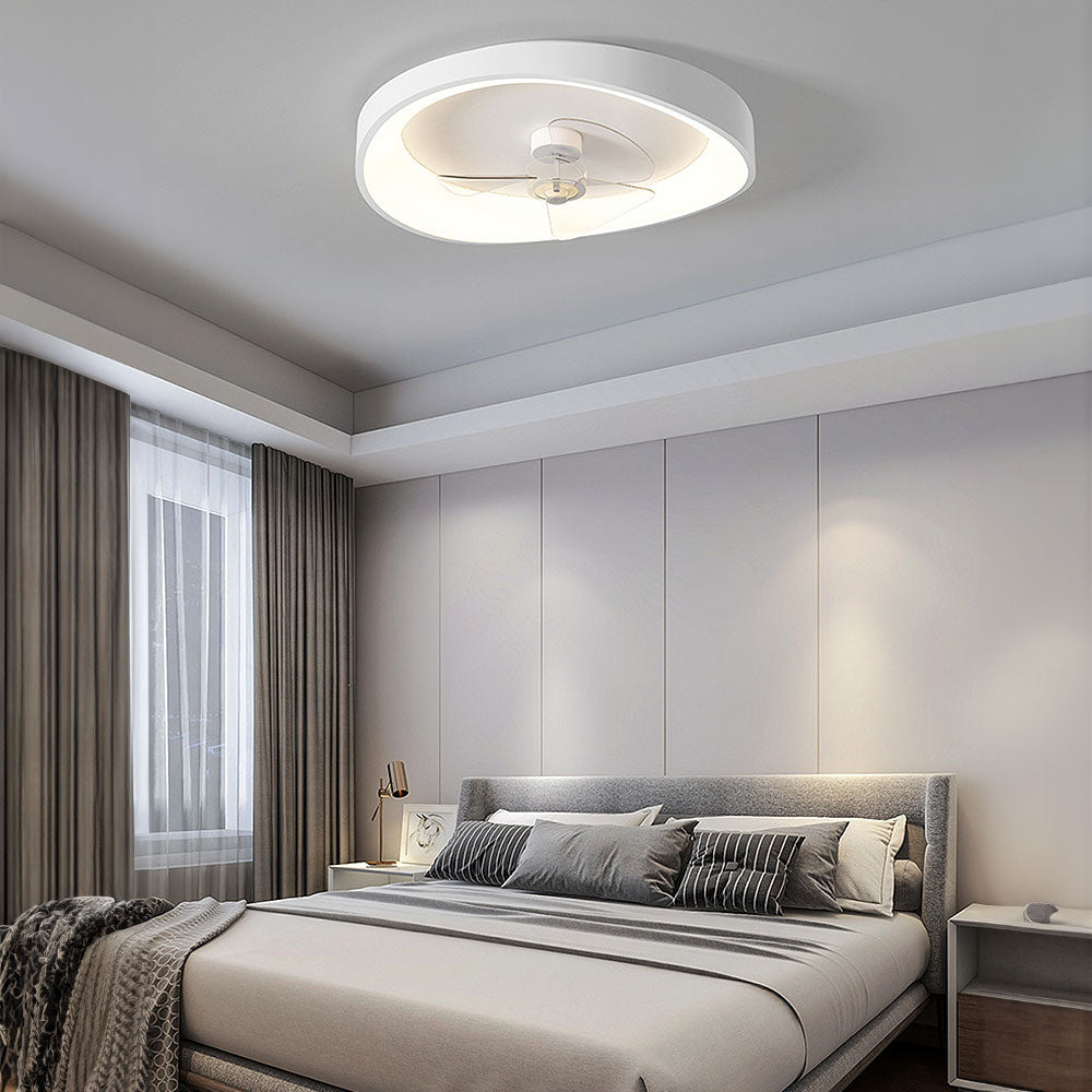 ZENOVAN - Contemporary White Iron Ceiling Fan Light
