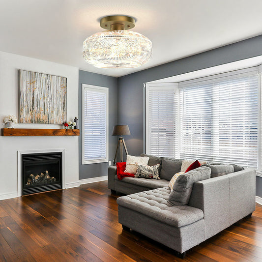 ELEVONE - Sleek Metal and Glass Round Ceiling Light