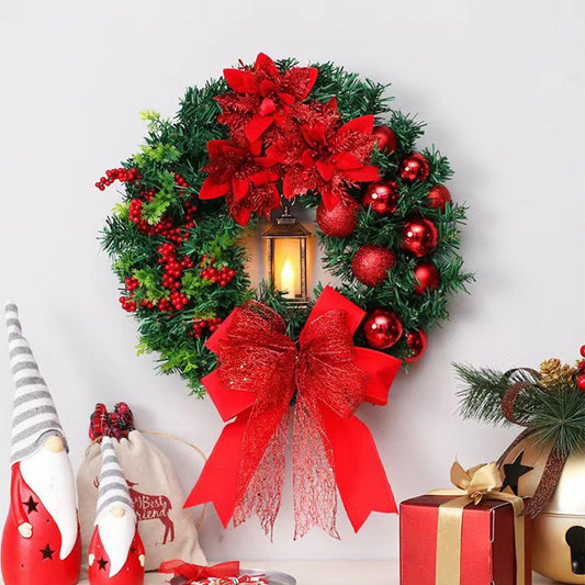 HOLIGLOW - Red Christmas Wreath Ornament With LED Lightings