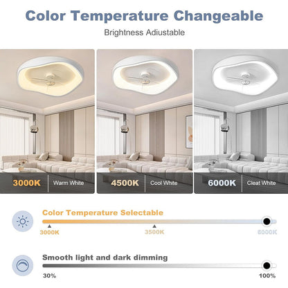 ZENOVAN - Contemporary White Iron Ceiling Fan Light